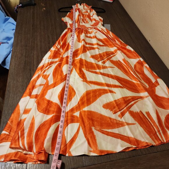 Melloday Maxi Halter Dress NWT XS Missing button, small tear - Picture 2 of 12